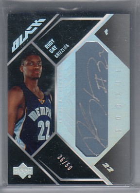 2006-07 UD Black Autographs Rookie Materials #RG Rudy Gay