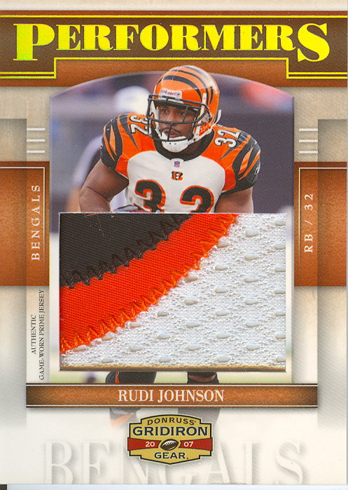 2007 Donruss Gridiron Gear Performers Jerseys Jumbo Swatch Prime #47 Rudi Johnson/25