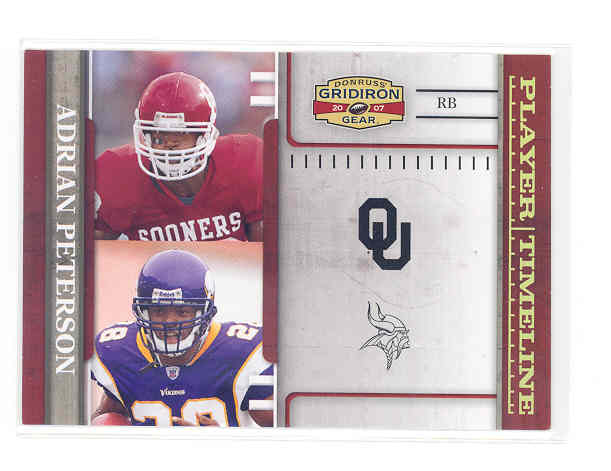 2007 Donruss Gridiron Gear Player Timeline Gold Holofoil #15 Adrian Peterson