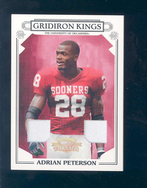 2007 Donruss Threads College Gridiron Kings Materials Prime #11 Adrian Peterson