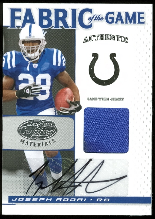 2007 Leaf Certified Materials Fabric of the Game Autographs #50 Joseph Addai/5