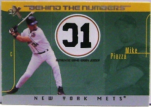 2003 E-X Behind the Numbers Game Jersey 199 #MP Mike Piazza