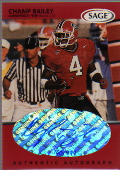 1999 SAGE Autographs Red #A3 Champ Bailey/999