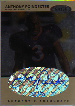 1999 SAGE Autographs Platinum #A41 Anthony Poindexter/50