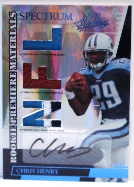2007 Absolute Memorabilia Rookie Premiere Materials Autographs Spectrum Platinum #270 Chris Henry