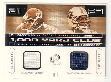 2001 Fleer Legacy 1000 Yard Club Dual Jerseys #TBEG Tiki Barber/Eddie George