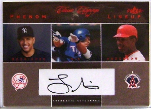 2004 Classic Clippings Phenom Lineup Autograph Red #LN L.Nix w/A.Rod-Garret