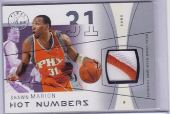 2003-04 Flair Final Edition Hot Numbers Patches Platinum #SHM Shawn Marion/29