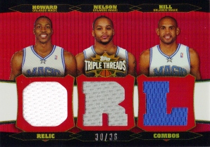 2006-07 Topps Triple Threads Relics Combos #26 Dwight Howard/Jameer Nelson/Grant Hill