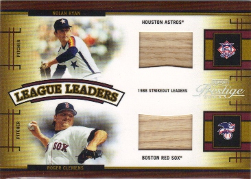 2005 Playoff Prestige League Leaders Double Material Bat #4 Nolan Ryan/Roger Clemens