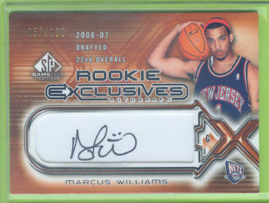 2006-07 SP Game Used Rookie Exclusive Autographs #MW Marcus Williams