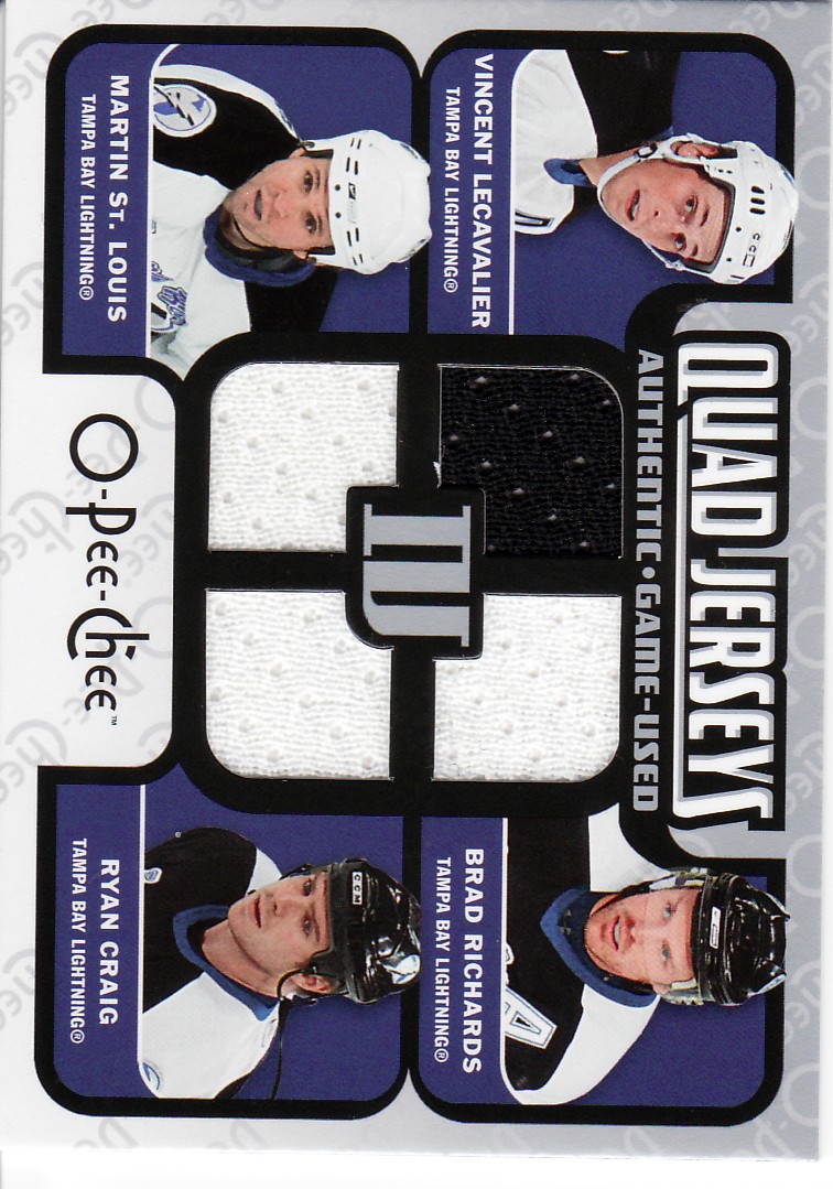 2007-08 O-Pee-Chee Materials Quad #QMLRSC Vincent Lecavalier/Brad Richards/Martin St. Louis/Ryan Craig