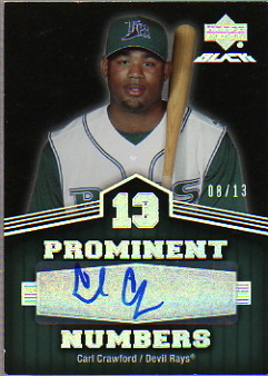 2007 UD Black Prominent Numbers Autographs #CC Carl Crawford/13