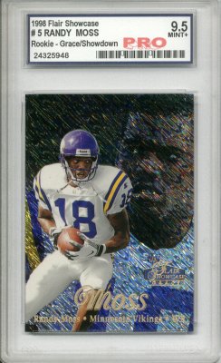 1998 Flair Showcase Row 1 #5 Randy Moss Parallel RC Graded Pro Mint+ 9.5 