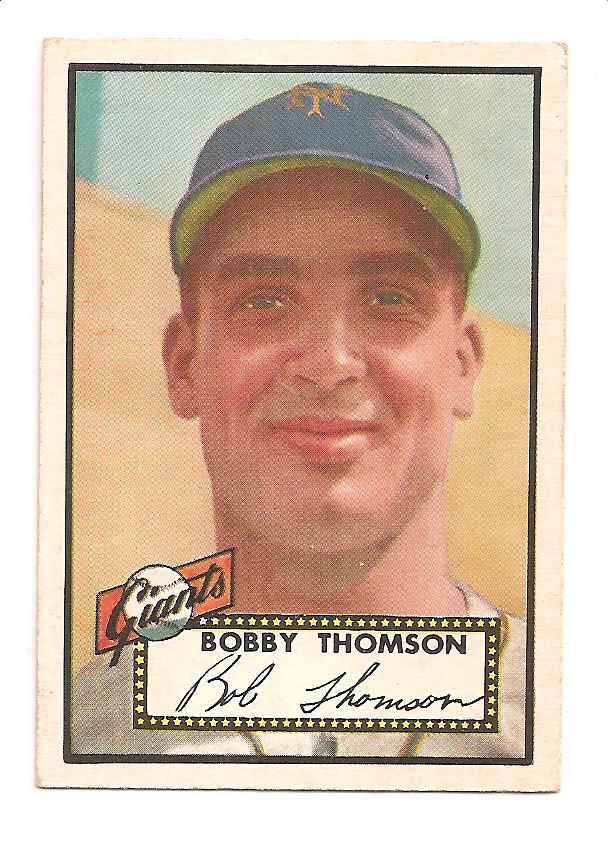 1952 Topps #313 Bobby Thomson DP/Stitching on back number circle points left