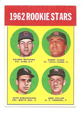 1963 Topps #54A Rookie Stars 1962/Nelson Mathews/Harry Fanok/Jack Cullen/Dave DeBusschere RC