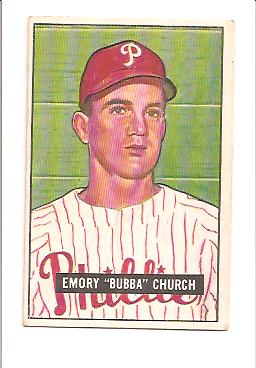 1951 Bowman #149 Bubba Church RC