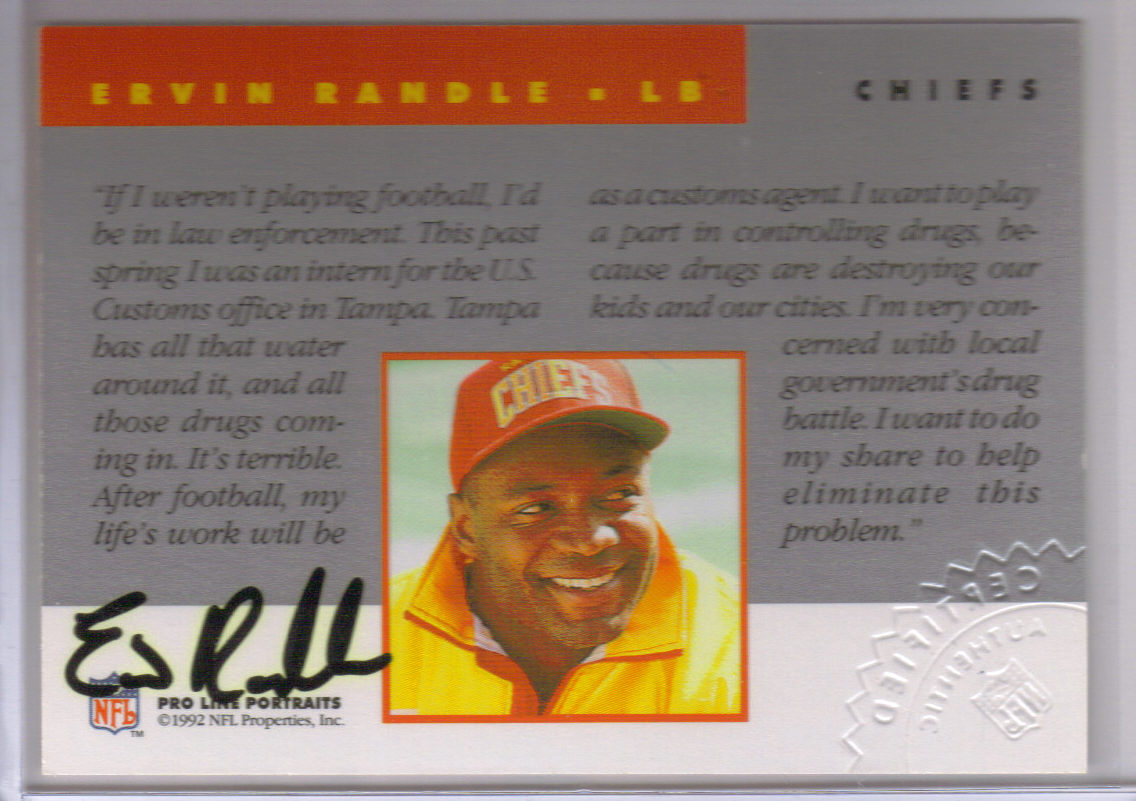 1992 Pro Line Portraits Autographs #110 Ervin Randle front image