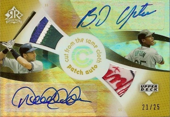 2005 Reflections Cut From the Same Cloth Dual Patch Autograph #UJ B.J. Upton/Derek Jeter