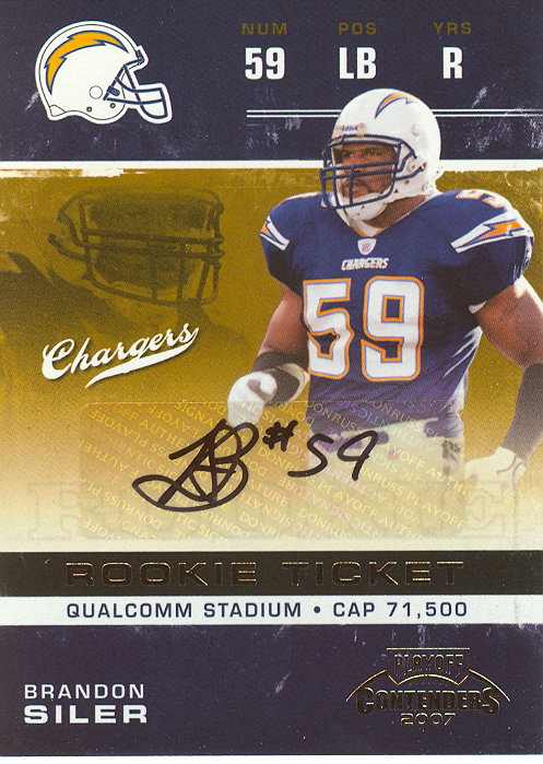 2007 Playoff Contenders #119 Brandon Siler AU RC