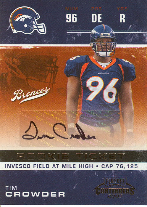 2007 Playoff Contenders #229 Tim Crowder AU/454* RC
