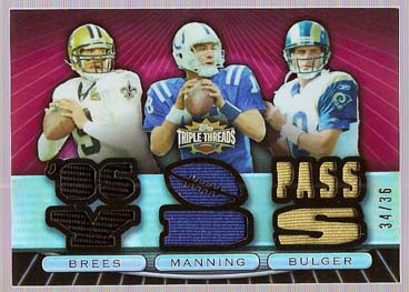 2007 Topps Triple Threads Relic Combos Red #12 Drew Brees/Peyton Manning/Marc Bulger