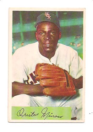 1954 Bowman #38B Minnie Minoso .963/.963 Fielding Avg.