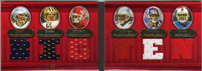 2007 Topps Triple Threads Relic Double Combos Red #8 Tom Brady/Drew Brees/Larry Johnson/Laurence Maroney/Plaxico Burress/Lee Evans