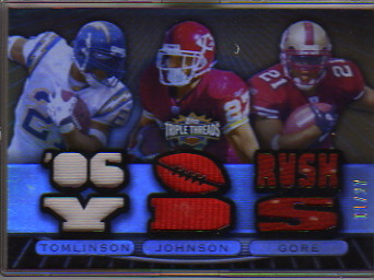 2007 Topps Triple Threads Relic Combos Sepia #14 LaDainian Tomlinson/Larry Johnson/Frank Gore