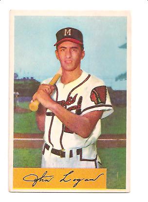 1954 Bowman #80A Johnny Logan 106 Runs