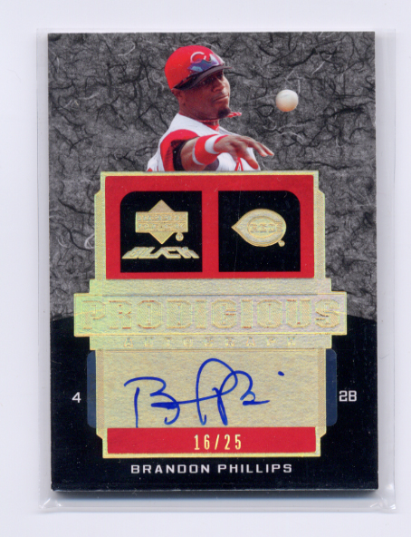 2007 UD Black Prodigious Autographs Gold Spectrum #BP Brandon Phillips