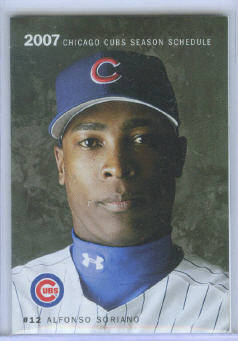 2007 Chicago Cubs Pocket Schedule ~ Alfonso Soriano Cover