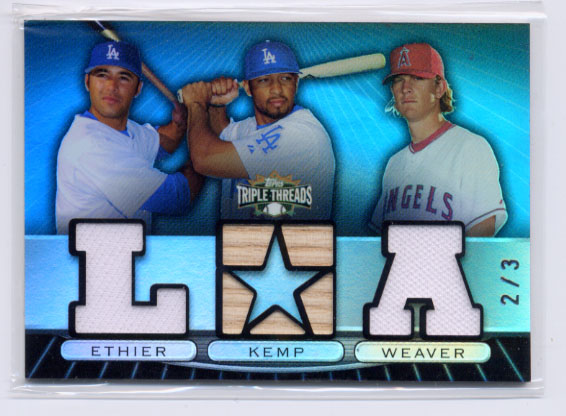 2007 Topps Triple Threads Relics Combos Sapphire #39 Andre Ethier/Matt Kemp/Jered Weaver
