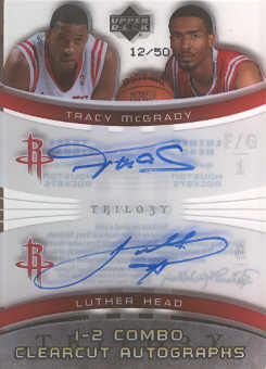 2005-06 Upper Deck Trilogy One Two Combo Clearcut Autographs #MH Tracy McGrady/Luther Head front image