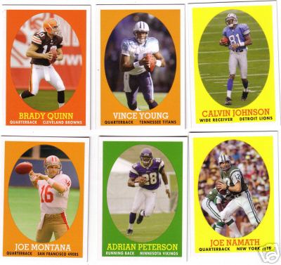 2007 Topps Turn Back the Clock Football Set (22 Cards) (Includes Adrian Peterson, Brady Quinn, Reggie Bush, Ladainian Tomlinson, Jim Brown, Dan Marino, Joe Montana, Joe Namath, Barry Sanders and more)