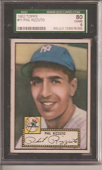 1952 Topps #11 Phil Rizzuto SGC 6 EXMT Actual scan