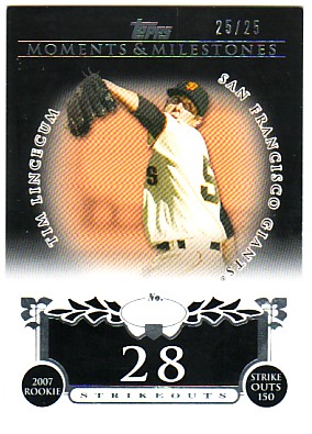2008 Topps Moments and Milestones Black #74-28 Tim Lincecum