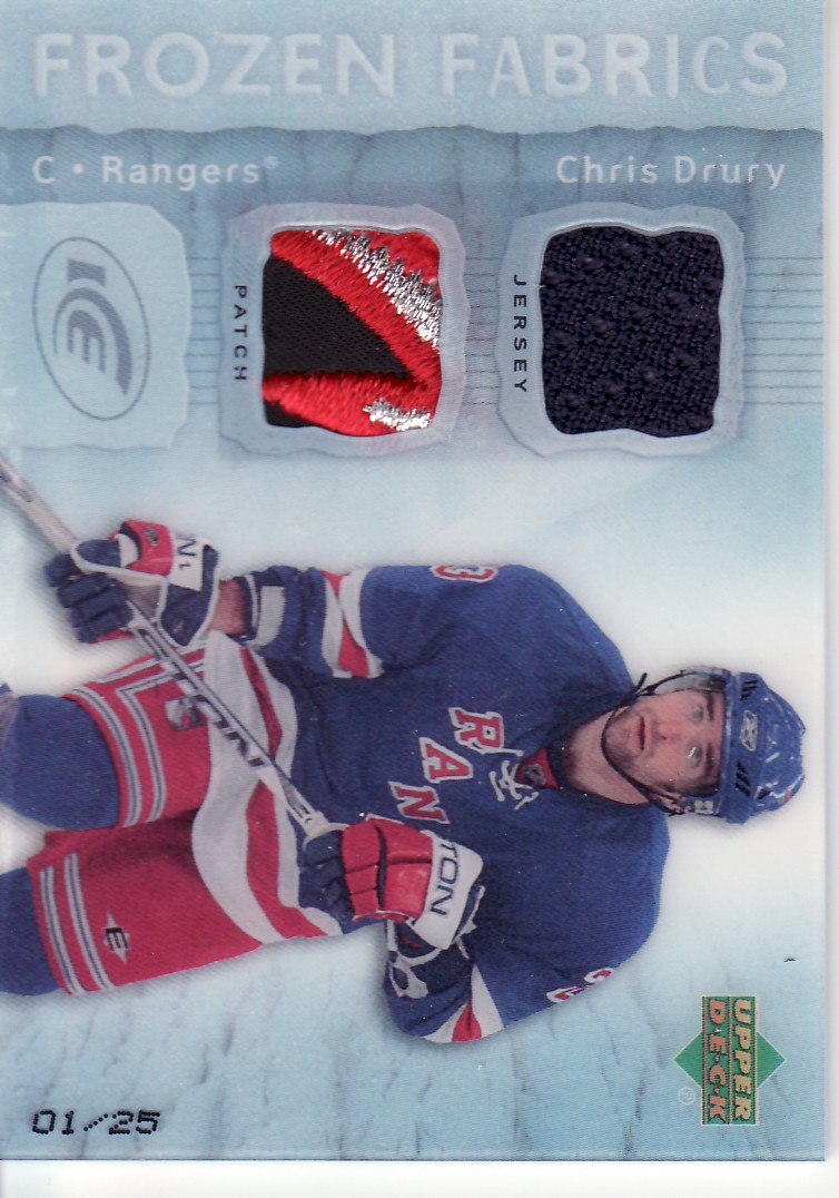 2007-08 Upper Deck Ice Frozen Fabrics Patches Black Parallel #FFCD Chris Drury