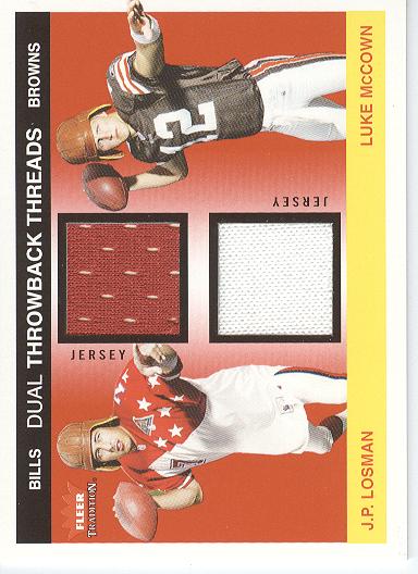 2004 Fleer Tradition Rookie Throwback Threads Dual Jerseys #JLLM J.P. Losman/Luke McCown