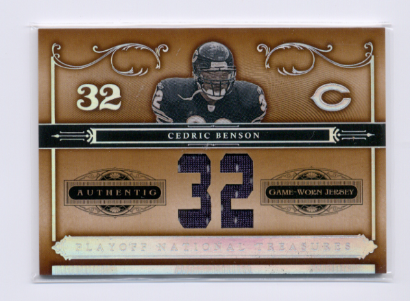 2006 Playoff National Treasures Material Jersey Numbers #4 Cedric Benson/32