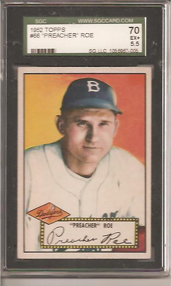 1952 Topps #66 Preacher Roe SGC 5.5 EX+ Actual scan