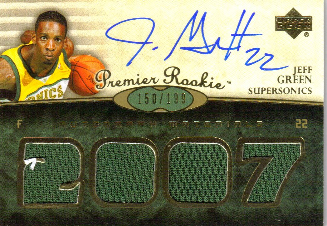 2007-08 Upper Deck Premier #104 Jeff Green JSY AU RC