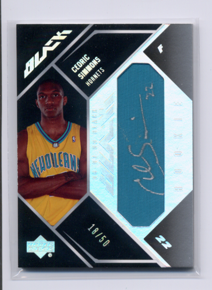2006-07 UD Black Autographs Rookie Materials #CS Cedric Simmons
