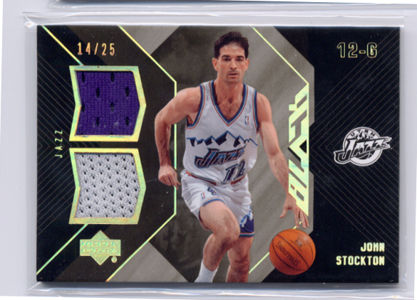 2006-07 UD Black Dual Materials 25 #JS John Stockton