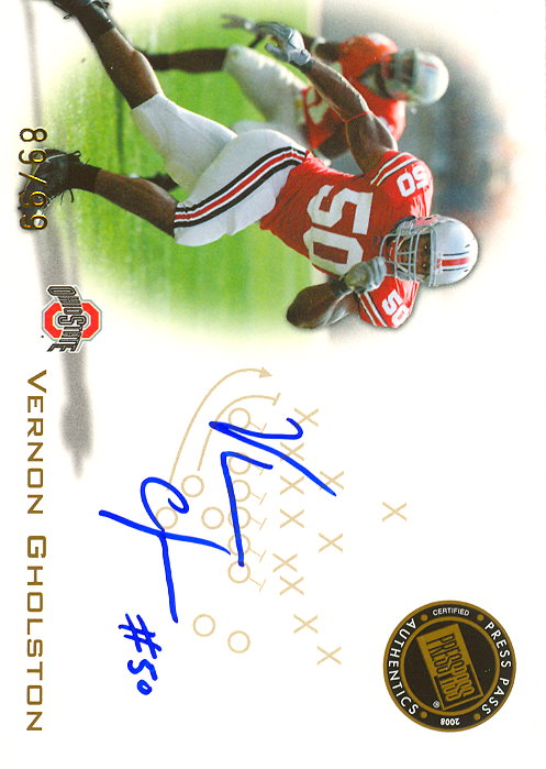 2008 Press Pass Autographs Gold #PPSVG Vernon Gholston