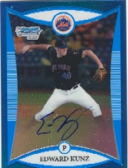2008 Bowman Chrome Prospects Blue Refractors #BCP117 Edward Kunz AU