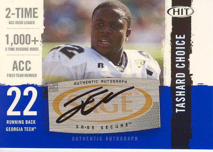 2008 SAGE HIT Autographs #A22 Tashard Choice