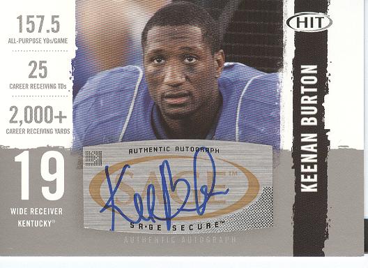 2008 SAGE HIT Autographs Silver #A19 Keenan Burton