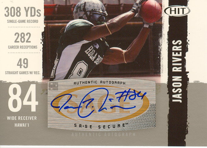 2008 SAGE HIT Autographs Silver #A48 Jason Rivers