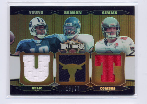 2006 Topps Triple Threads Relic Combos Sepia #34 Vince Young/Cedric Benson/Chris Simms